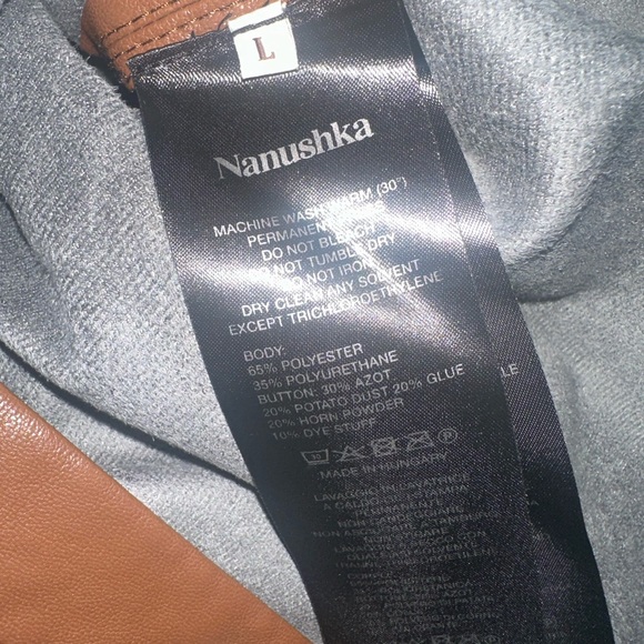 Nanuska Vegan Leather Brown Men’s Shirt Size Large - Picture 7 of 8